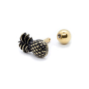 Pierce2GO Gold 16G 1/4" Burnished Gold Pineapple Pendant Cartilage Earring Stud Ear Helix Conch Body Piercing Jewelry Women