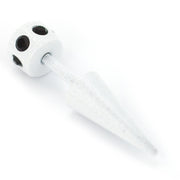 Pierce2go Small White Faux Taper with Black Stones - 16 Gauge - 1/4" Barbell Length