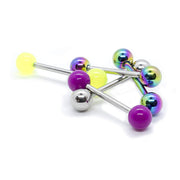 Pierce2GO 5 PCS 14G Mix-Color Stainless Steel Anodized Straight Barbell Tongue Rings Bars Piercing 5/8" Length