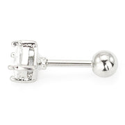 Pierce2GO Clear Square CZ Stone Cartilage/Tragus Ring - 316L Surgical Steel - 16 Gauge - 1/4" Barbell