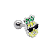 Pierce2GO Silver 16G 1/4" Sunglasses Marijuana Pineapple Pendant Cartilage Earring Ear Helix Conch Body Piercing Jewelry Women