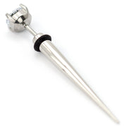 Pierce2go Silver Faux Taper with Large Clear Stone - 16 Gauge - 1/4" Barbell Length