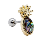 Pierce2Go Gold 16G 1/4" Blue Pineapple Pendant Cartilage Earring Stud Ear Helix Body Piercing Jewelry Women