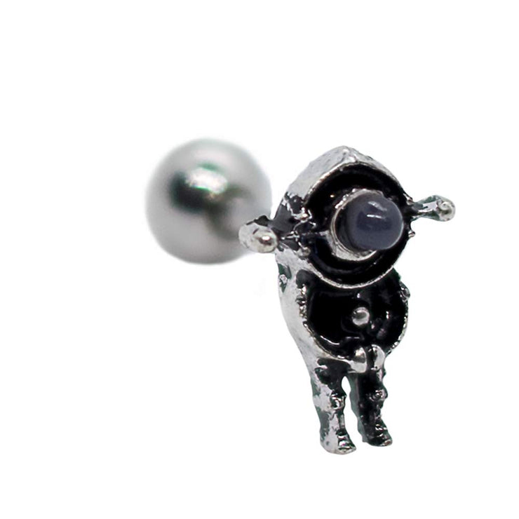 Pierce2GO Silver 16G 1/4" Alien Astronaut Pendant Cartilage Earring Stud Ear Helix Body Piercing Jewelry Women