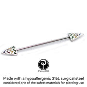 Pierce2GO 14G 38 MM Stainless Steel Rainbow Chevron Arrow Industrial Barbell Ear Piercing Bar 1 1/2