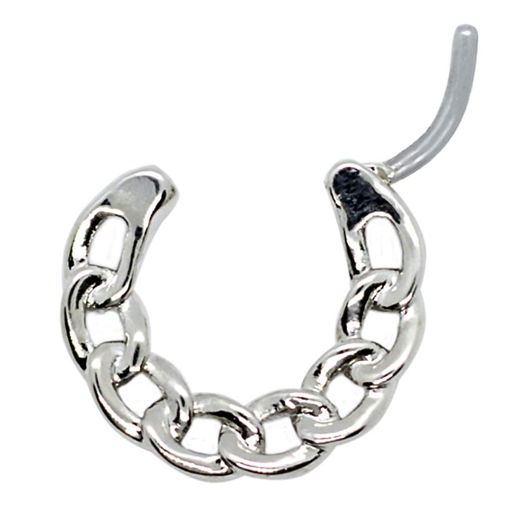Pierce2GO Silver Chainlink Septum Hoop Ring - 316L Surgical Steel - 16 Gauge - 5/16" / 8mm Length