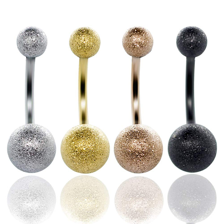 Pierce2GO 14G 7/16" Sandpaper Belly Button Ring Navel Barbell Body Piercing Mixed Colors