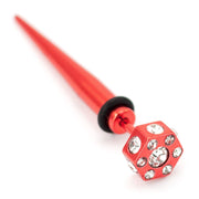 Pierce2GO Red Faux Taper with Clear Stones - 16 Gauge - 1/4" Barbell Length