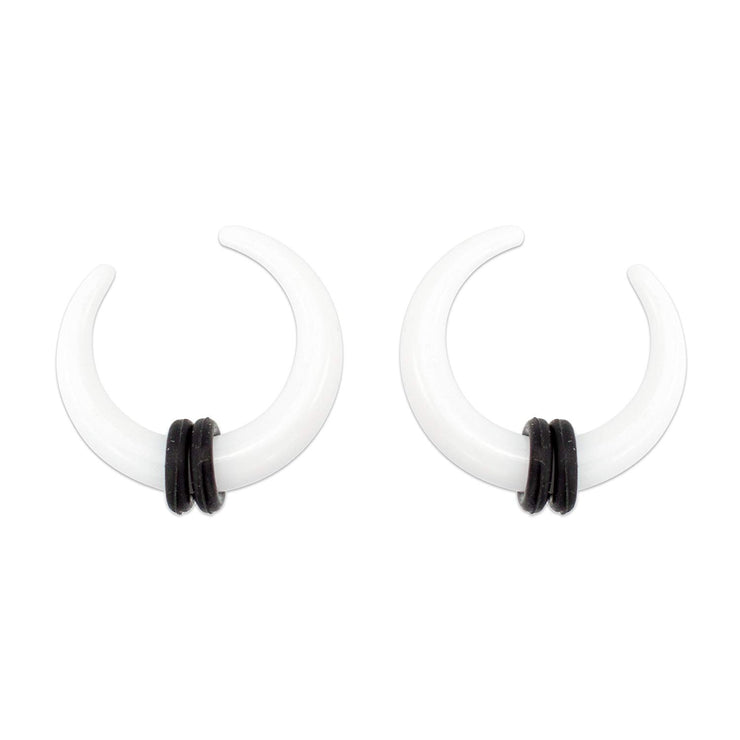 Pierce2GO White Acrylic Ear Pinchers Tapers Horseshoes Gauges Piercing Set