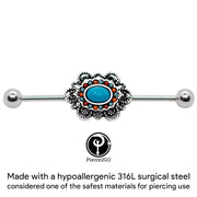 Pierce2GO 14G 38 MM Stainless Steel Tribal Industrial Barbel Ear Piercing Bar with Loops 316L 1 1/2" Barbell