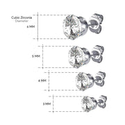 Pierce2GO (4 Pairs Womens Silver 316L Surgical Stainless Steel Round Clear Cubic Zirconia Stud Earring 3-6MM
