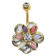 Gold Flower with Anodized Gold Belly Button Ring