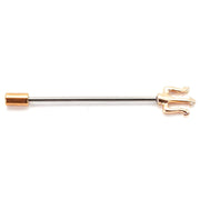 Gold Pitchfork Industrial Piercing, 14 Gauge - 1 1/2" Barbell Length