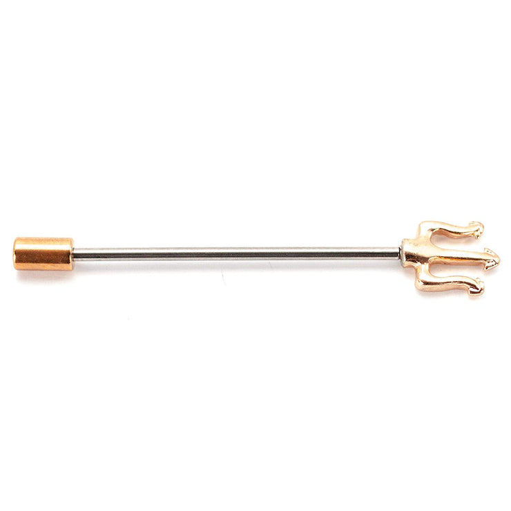 Gold Pitchfork Industrial Piercing, 14 Gauge - 1 1/2" Barbell Length