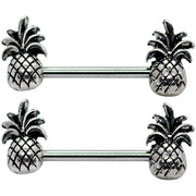Pierce2GO Stainless Steel 2 Pack 14G 9/16" Pineapples Nipplerings Piercing Woman Barbell (Rose Gold Pineapples)