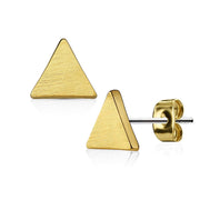Pierce2go Pair of Gold Triangle Shaped Earring Studs - 316L Surgical Steel - 20G (0.8mm)