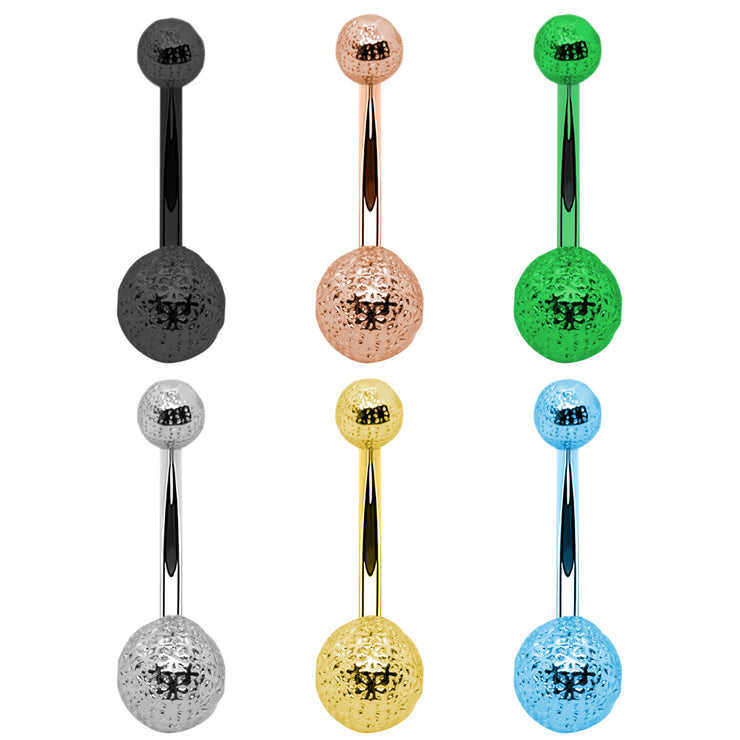 Pierce2GO 14G 7/16" Hammered Style Belly Button Ring Navel Barbell Body Piercing Mixed Colors