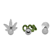 4/20 Symbol with Green Pot Leaf Piercing