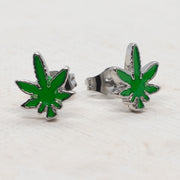 Pierce2GO 1 Pair of 316L Earrings with Marijuana Leaf Pendant