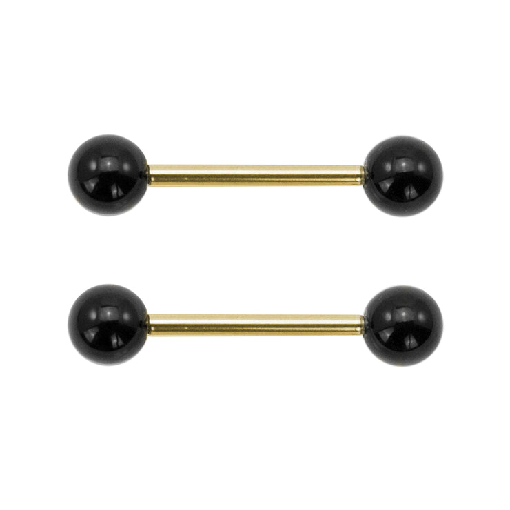 14G Anodized Gold 316L Stainless Steel 14G 8 Ball Nipple Rings Piercing Women 9/16" Barbell