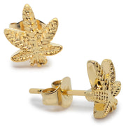 Pierce2GO 1 Pair of Anodized Gold 316L Earrings with Marijuana Leaf Pendant