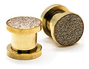 Gold Gauge Sandpaper Ear Plug Set Stainless Steel